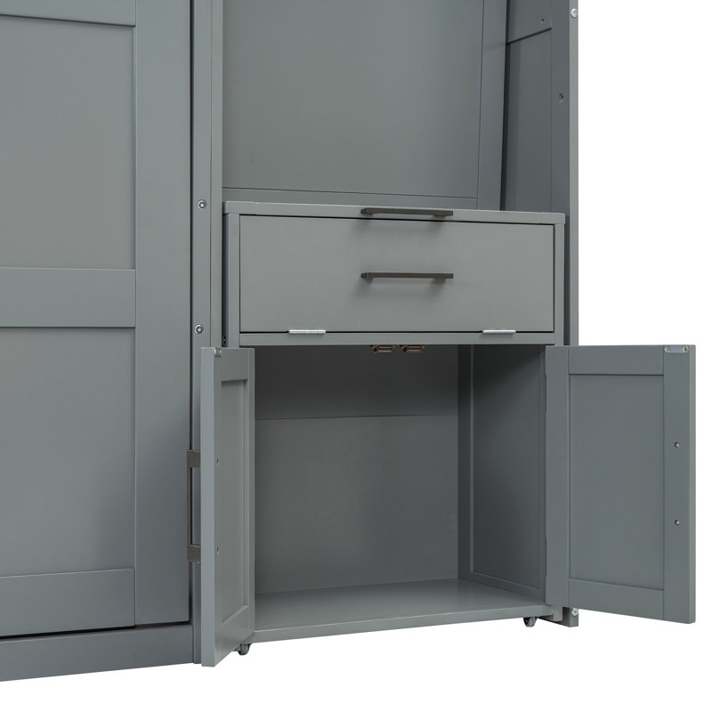 Lit avec tiroirs et garde-robe - Chambre à coucher simple avec rangement fonctionnel
