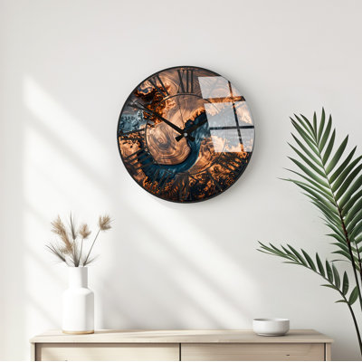 Horloge murale élégante en verre, 15,7 pouces de diamètre | 100% verre avec une épaisseur de 0,16 pouce | Design moderne pour le salon, le bureau et la décoration intérieure | Horloge élégante pour tout mur