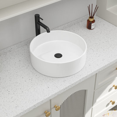 Lavabo de salle de bain rond 15,75 "x 15,75" en porcelaine