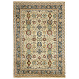 Hand Knotted Wool Area Rug in Ivory And Navy