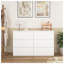 Commode 6 tiroirs - Armoire de rangement moderne en bois blanc avec design sans poignée pour l'organisation de la chambre à coucher, du couloir et du salon