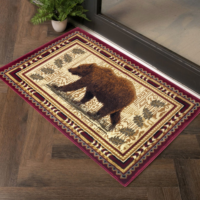 Tapis rouge en polypropylène, 2,58 pi X 7,25 pi, teinture, avec un look, texture fine
