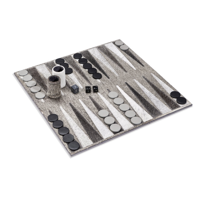 Hampton Interlude Leather Backgammon, Black/Gray