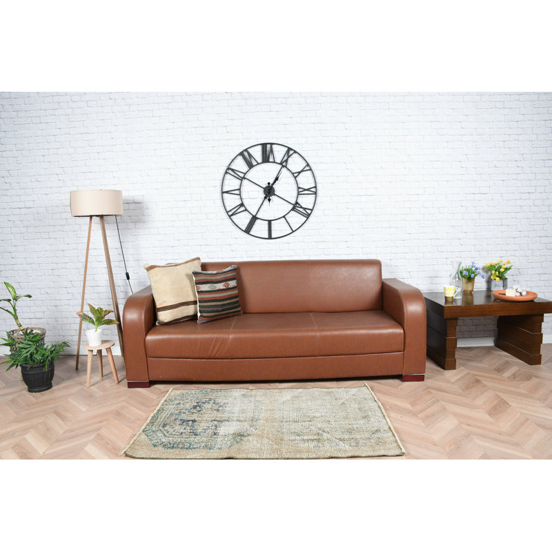 Tapis de porte turc rétro avec motif géométrique beige et sarcelle tissé à la main pour un décor bohème rustique
