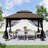 Double Roof Soft Top Metal Patio Gazebo With Netting-111128224-111128225