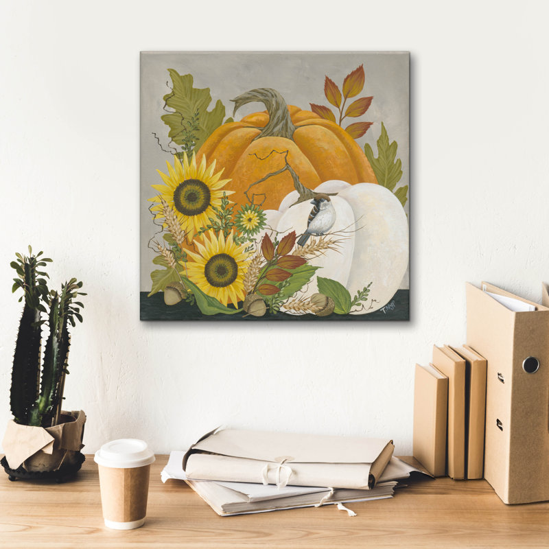  «Pumpkins And Sunflowers» par Tanya Nyp, art mural sur toile, 18 po x 18 po, H 18 po x l 18 po