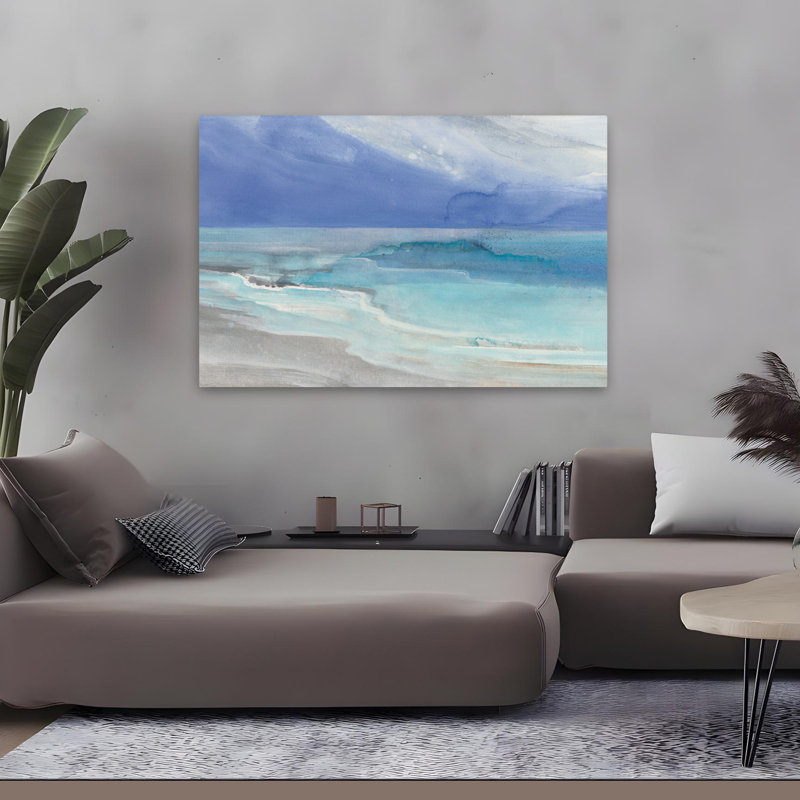 Grand View I, bleu, bleu, turquoise, plage, H 48 po x l 32 po