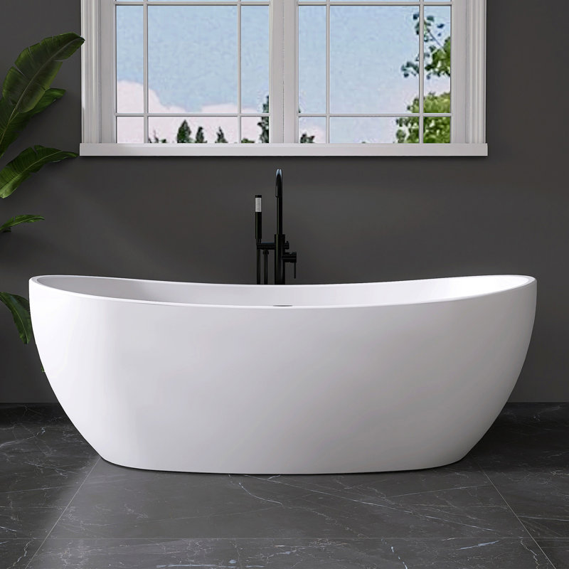 Baignoire de trempage autoportante en acrylique 65 po. X 32 po.