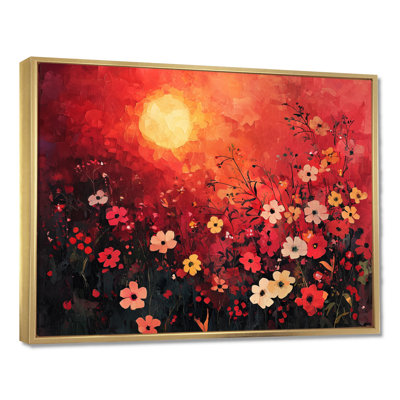 Isabeya Red Sunset Wildflowers Glory III - Art mural fleurs sauvages