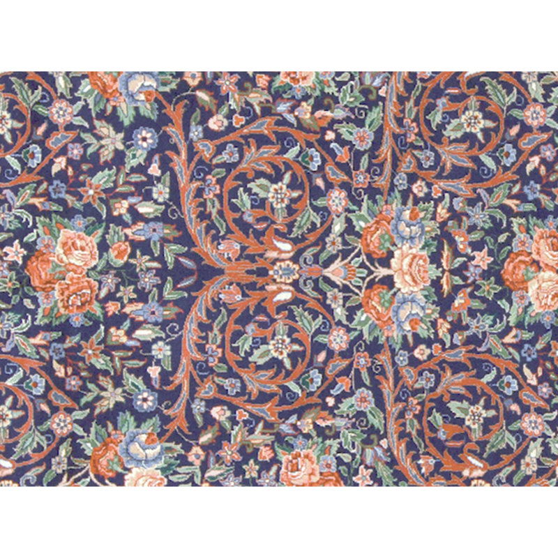 Hand Knotted Wool Area Rug in Navy And Green