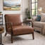 Chaise d'appoint 29,75 po Mid-Century Modern - Revêtement en similicuir brun avec structure en bois de noyer