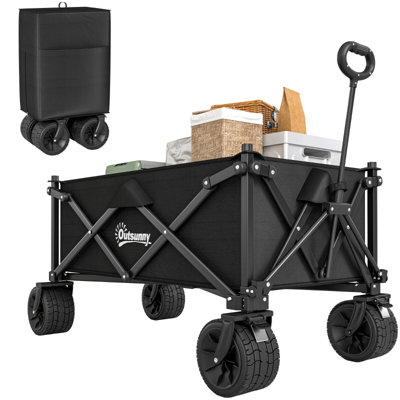 Outdoor 95*52*106 cm Metal 1 Piece Folding Wagon Black Foldable for Easy Storage