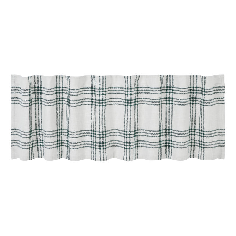 Pine Grove Plaid Cotton Tailored Valance in Green and White
