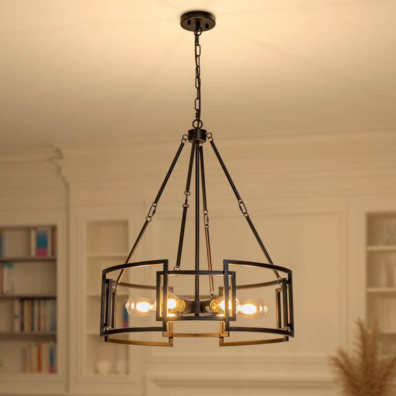 Lustre cylindrique industriel à 6 lumières à intensité variable Armenio, Matte Black