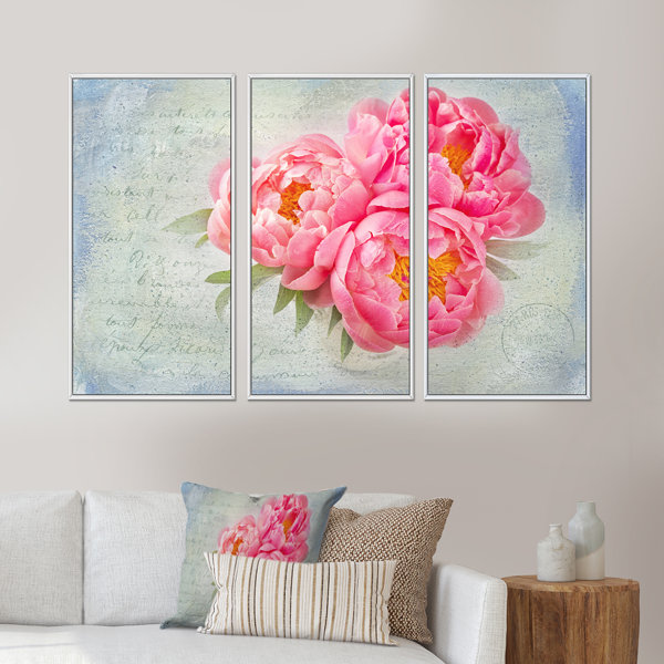 Ophelia & Co. Pink Peony Flowers In White Vase Framed On Canvas 3 ...