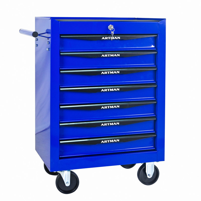 Coffre à outils roulant en métal avec 7 tiroirs, armoire à outils 20 po avec glissières à roulement à billes, coffre à outils en acier