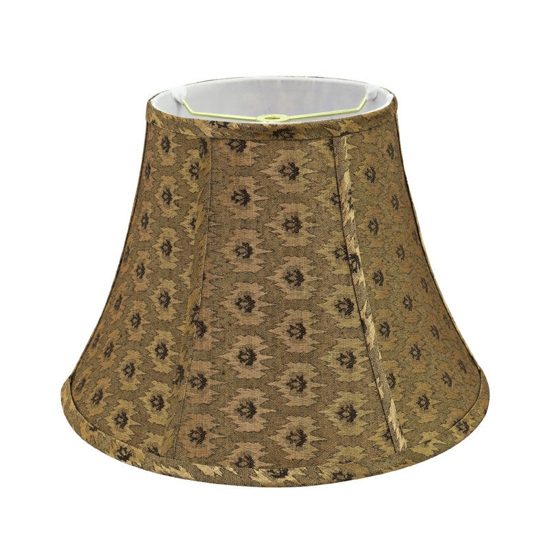Pumpkin Gold Jacquard Fabric Bell Lamp Shade with Black Accents