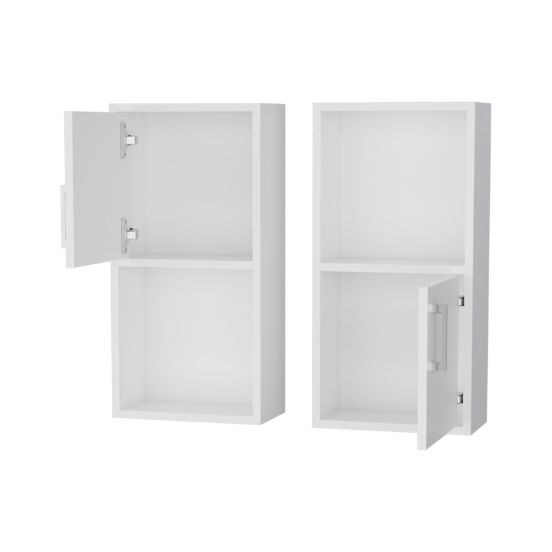 Armoires de salle de bain - 2 fixations murales blanches avec tablette ouverte pour un usage quotidien