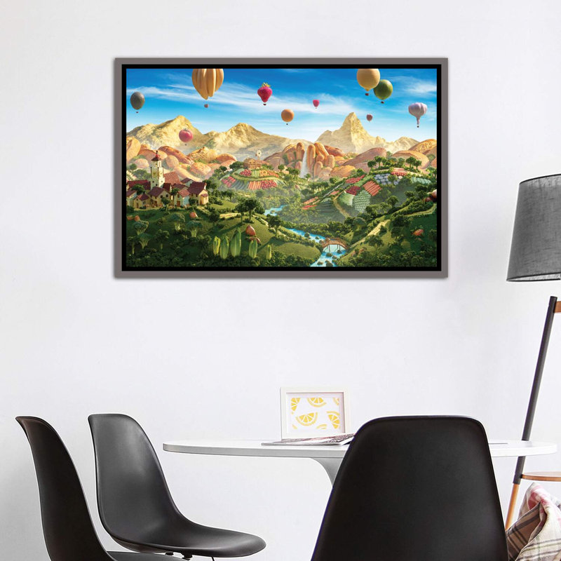 Impression gastronomique par Carl Warner, H 40 po x l 60 po x P 1,5 po, Toile encadrée de bois rustique foncé