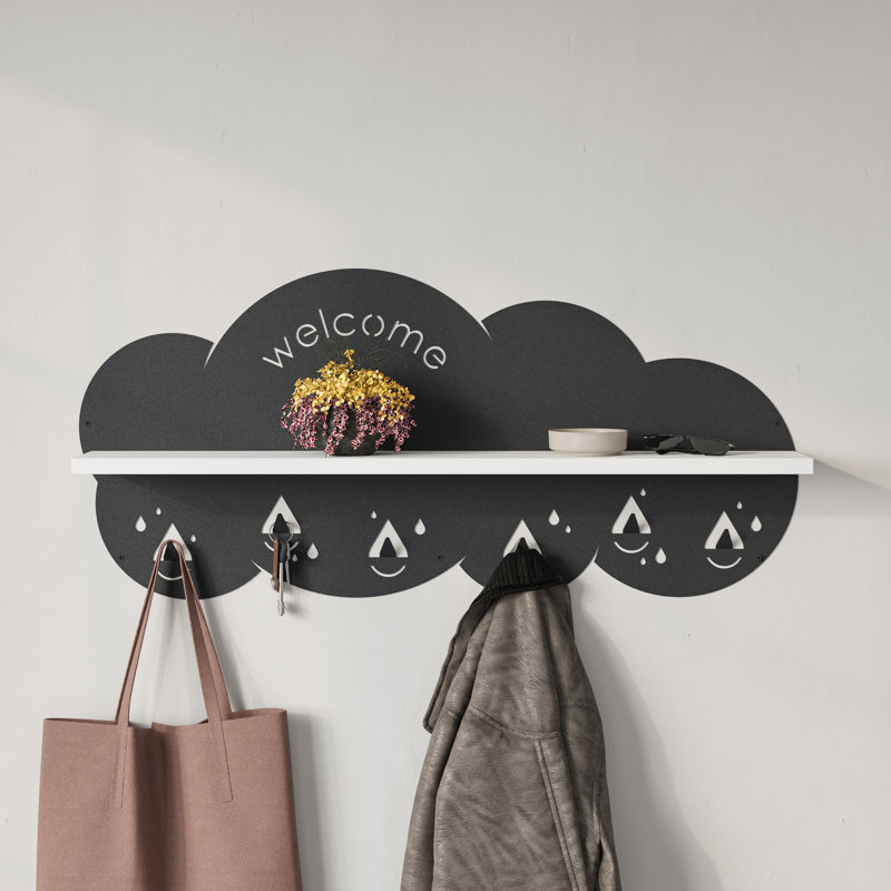 Natsha Wall Organizer with Key Hooks, White