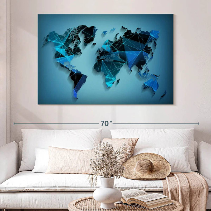 Aliaz Network Technology World Map, 34" H x 51" W