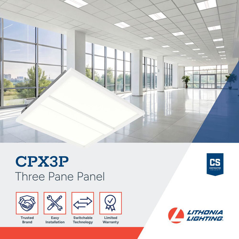 Panneau à trois panneaux DEL Lithonia Lighting 2X2, lumens et température de couleur, UVOLT