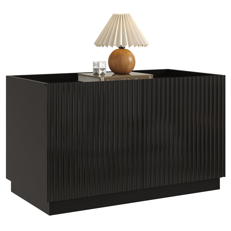 2 Pack 30" Wide Stackable Fluted Wooden Storage Bin, Modular Storage Cabinet with Smooth-Glide Drawers & Soft Close Doors