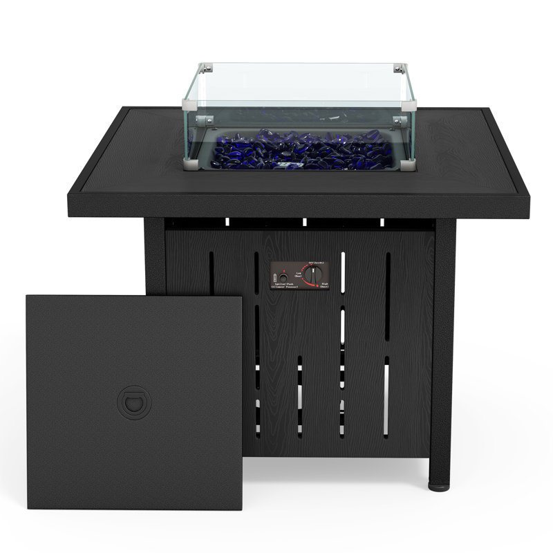 Table de foyer d'extérieur au gaz naturel de 42 000 BTU avec rangement caché