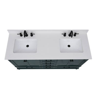 61'' Quartz Double Bathroom Vanity Top with Sink