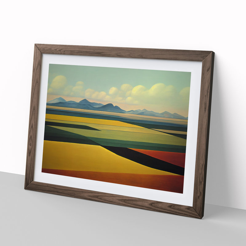 Fantastic Spring Meadow Landscape - Single Picture Frame Painting, 46cm H x 64cm W x 2cm D, Walnut