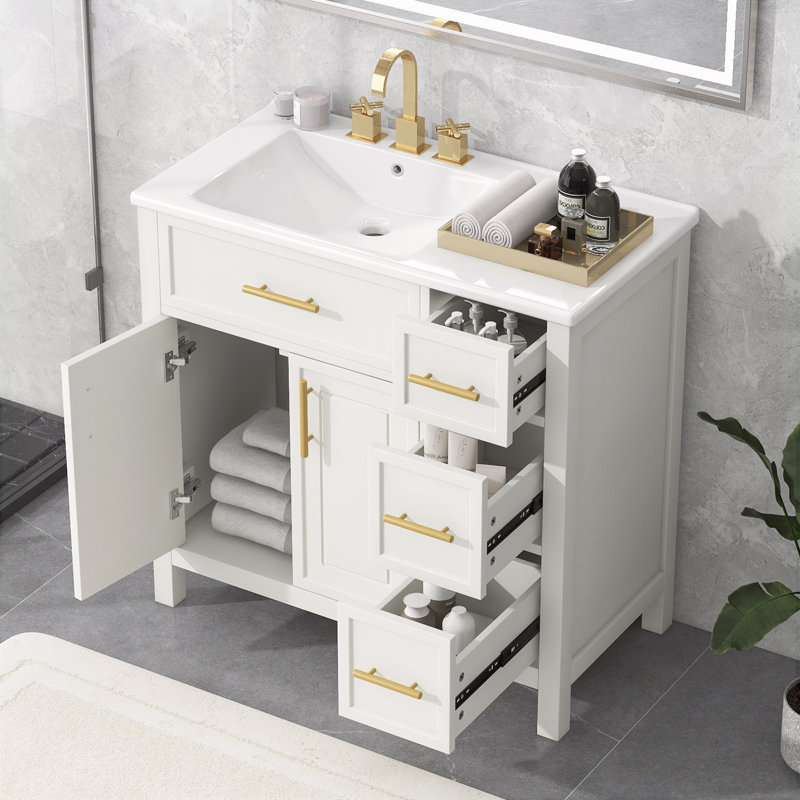 Meuble-lavabo simple 36 po avec comptoir en céramique Brantlee