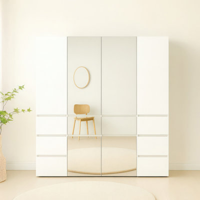 Système de placard modulaire en bois avec miroir Elise