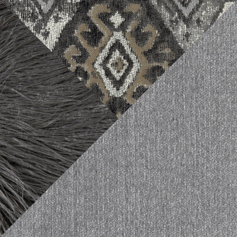 Lasya 130.5" Modern & Contemporary Chenille 2-Piece Reversible Sectional with Reversible Configuration & 6 Décor Pillows