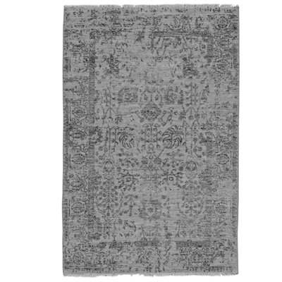 Tapis gris noué à la main Toile