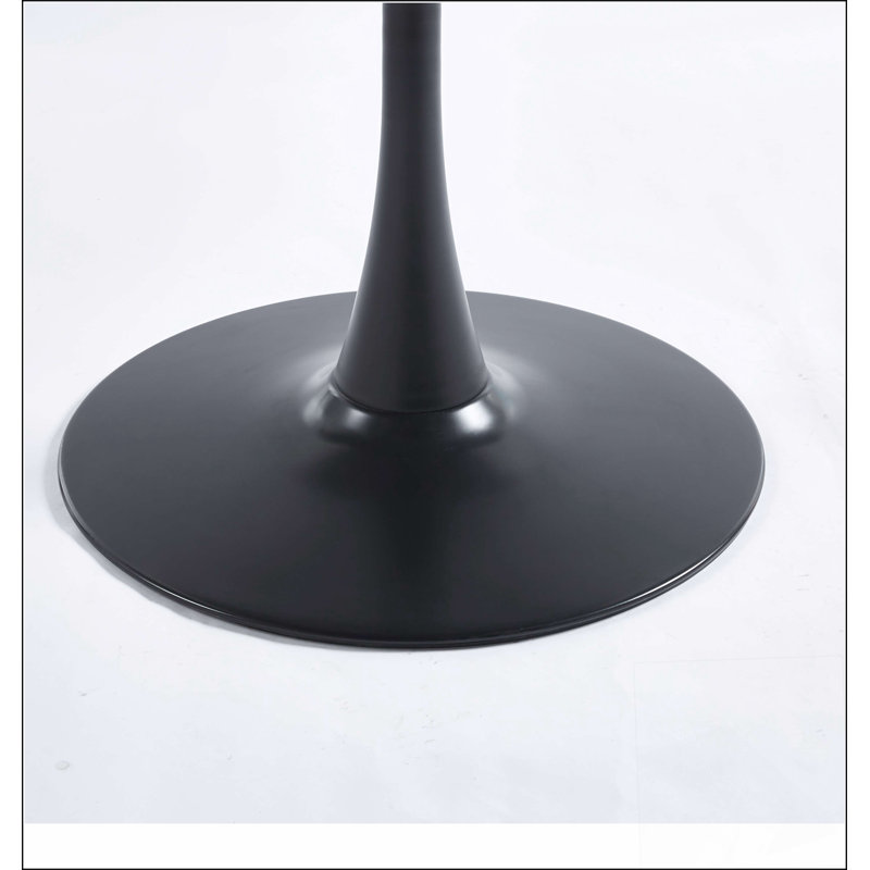 Table de salle à manger 31,5 "31,5" NOIR ET NOYER Tulip Mid-Century pour 2 à 4 personnes, Brun, Noir, noir, noir, noir