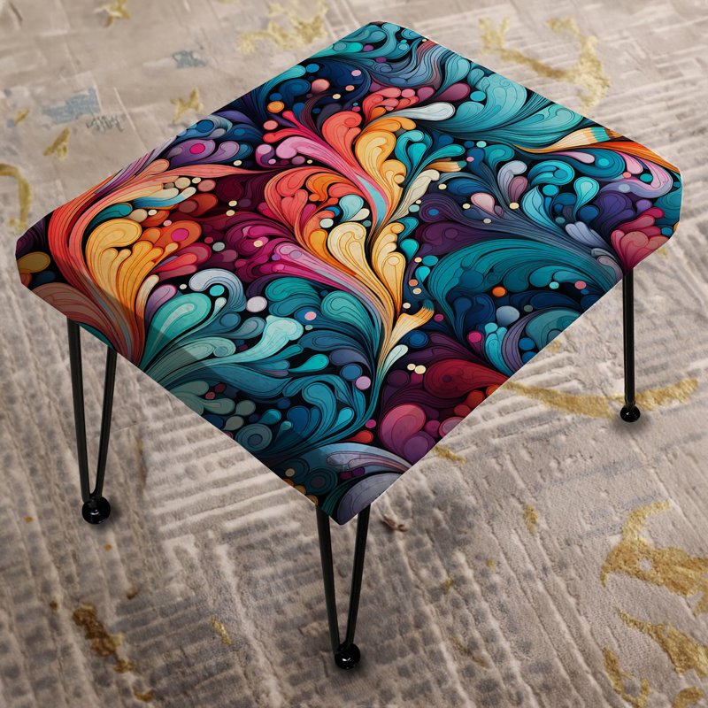 Green And Yellow Mystical Paisley Mirage - Polka Dots Rectangle Ottoman