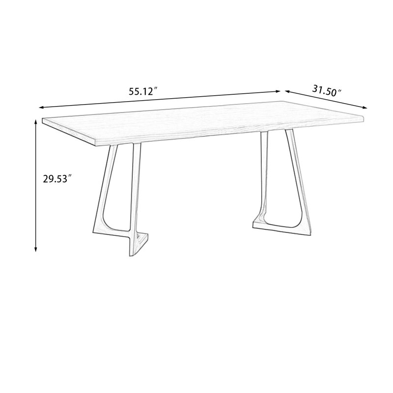 Brown Rectangular Solid Wood Dining Table, 29.53"H x 55.12"L x 31.5"W