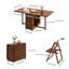 Retro Style Kitchen Table with Storage - Foldable & on Casters | Rolls Smoothly & Saves Space | 1.3m or 1.5m Walnut Foldable Table for 4-6 Seater Dining Fully Assembled, No Assembly Required.（（1 dining table + 4 chairs））-120392707