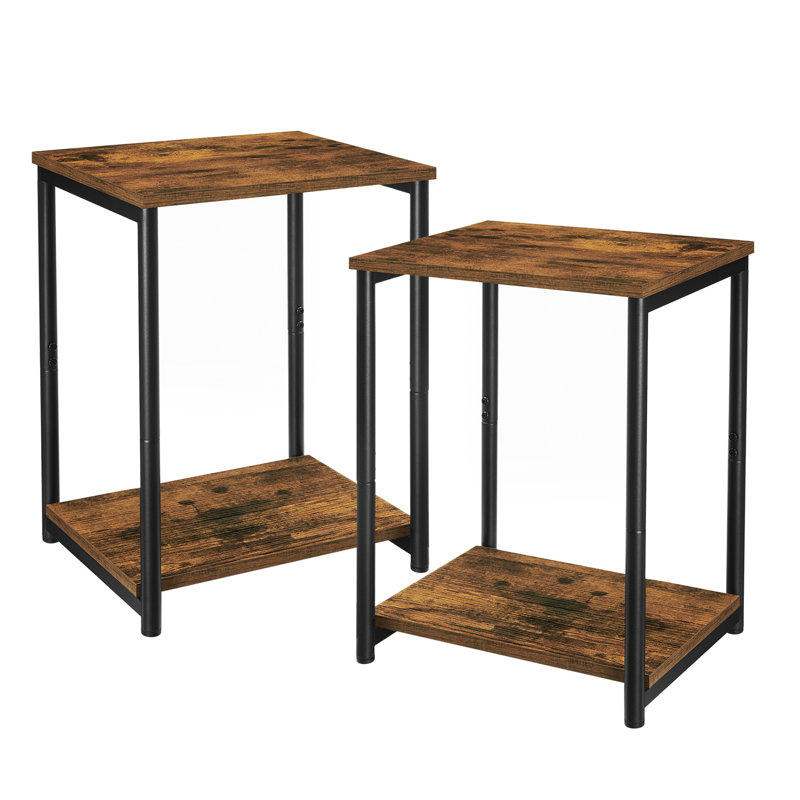 Aleesa Side Table Set, Rustic Brown