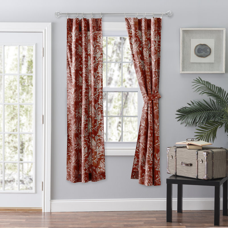 Sanita Room Darkening Curtain Pair, 28" x 63", Brick