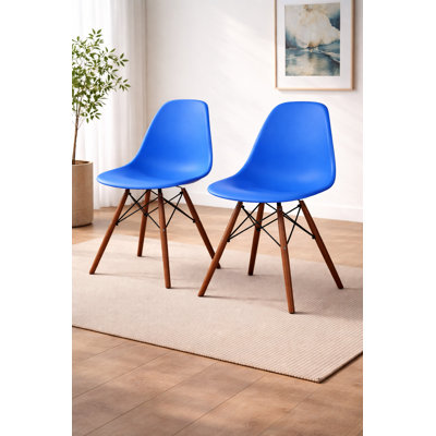 Ashley Plastic Dining Chair With Walnut Base