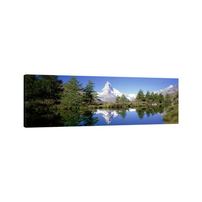 Matterhorn's Riffelsee Reflection, Valais, Switzerland - Wrapped Canvas Panoramic Print