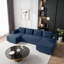 Canapé modulaire en forme de U 132 po Corduroy Cloud, sans assemblage, avec méridienne et porte-gobelets, bleu, 4 places-504225375