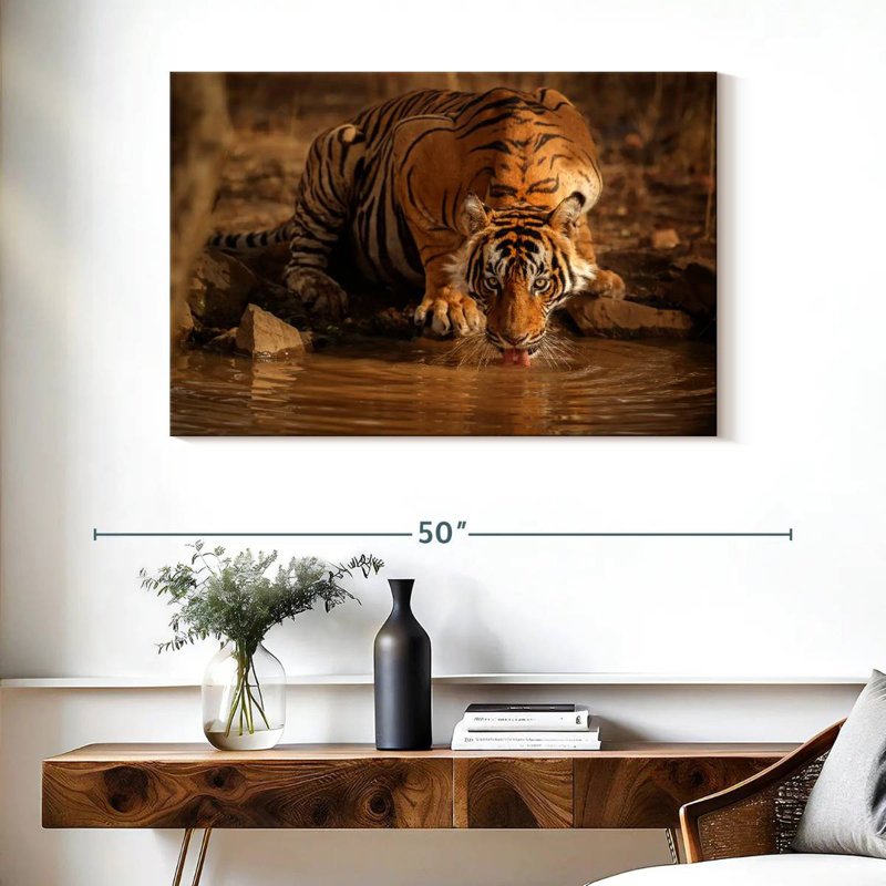 Brampt Drinking Wild Tiger, 26" H x 39" W