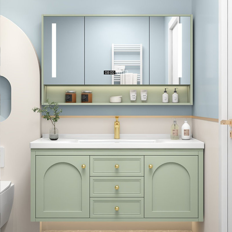 Armoire de salle de bain luxueuse de style français, Vert clair