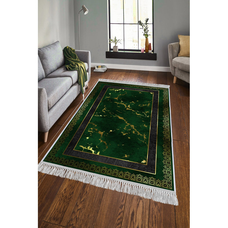 Luxurious Velvet Area Rug, 5.2 x 7.5 ft | 100% Velvet Fabric, 100% Cotton Sole, 0.4 in Pile Height | Antibacterial, Non-Slip, Machine Washable | Elegant 3D Digital Print, Perfect for Living Room & Bedroom Décor