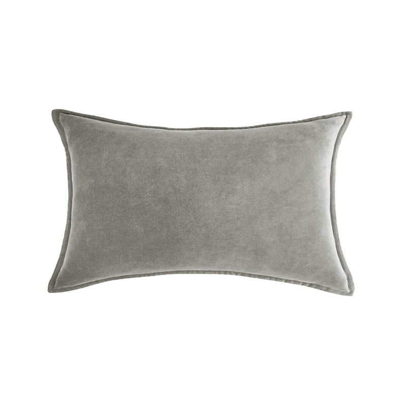  (Couvertures avec insertions) Ensemble de 2 coussins décoratifs rectangulaires en velours mesurant 12 po x 20 po, Gris