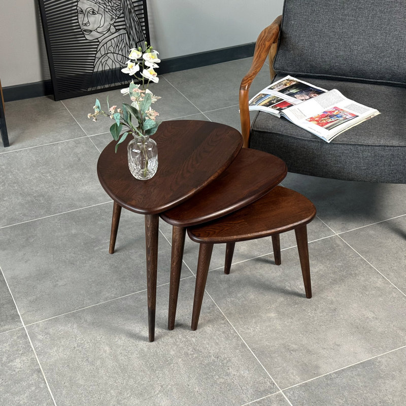 Nesting Table Set of 3 - Ercol Style Oak, Chocolate