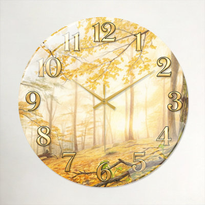 "Autumn Forest", horloge murale en verre