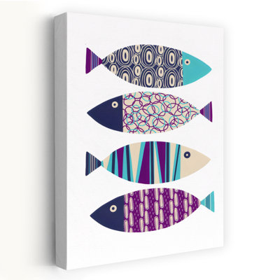 Motif abstrait poisson, art mural contemporain